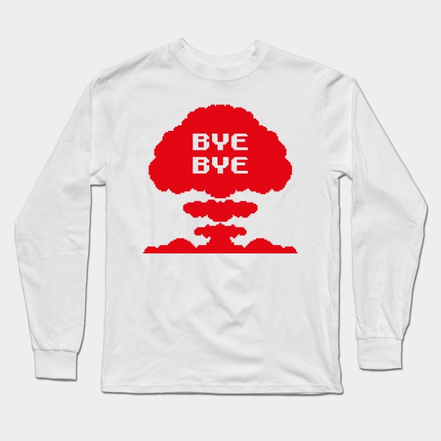 Mushroom Cloud (red, pixellated) Long Sleeve T-Shirt by GraphicGibbon